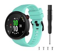Bracelet de montre en silicone compatible avec Garmin Forerunner 45/Swim 2, boucle noire en acier inoxydable brossé, vermillon
