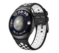Bracelet de montre en silicone compatible avec Huawei, bande sportive respirante et confortable, design perforé noir et blanc Black+White M