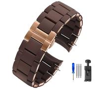 Bracelet de Montre en Silicone, for Armani Ar5920 5919 5859 5867 Acier Revêtu de Caoutchouc Blanc Hommes Femmes Bracelet Accessoires 20mm23mm Bracelet (Color : Brown-rose gold, Size : 23mm)