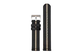 Bracelet de Montre en Toile de Sport avec Bracelet en Nylon 18/20/22/24mm, Beige noir, 18mm