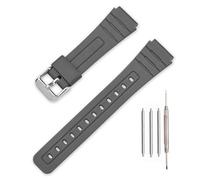 Bracelet de montre en TPU compatible avec Casio F-91W/F-84/F-94/F-105/F-108/A-158/A-168 pour homme et femme 18 mm, Gris/boucle argentée, One Size