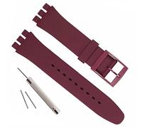 Bracelet de montre étanche en caoutchouc de silicone de remplacement pour Swatch (17mm 19mm 20mm) (19mm, Wine Red)