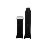 Bracelet de montre étanche en caoutchouc et Silicone for hommes, adapté à la série sportive Ferragamo Three Eyes F80 F-80, boucle pliante crantée(Black-silver)