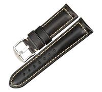 Bracelet de montre fait main bleu, 18 mm, 19, 20 ou 21, avec boucle noire. en cuir ciré à l'huile style vintage for Fossil(Black S,20mm)