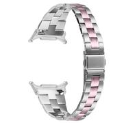 Bracelet de montre en acier inoxydable compatible avec Samsung Galaxy Watch8, design à trois maillons avec finition brossée et centrale noire Pink