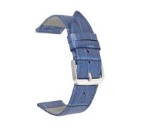 Bracelet de montre fin en cuir avec fermoir en métal, résistant à la transpiration, tailles 12 à 22 mm, accessoires de remplacement,Bleu,20 mm