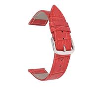 Bracelet de montre fin en cuir avec fermoir en métal, résistant à la transpiration, tailles 12 à 22 mm, accessoires de remplacement,Rouge,14 mm