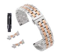 Bracelet De Montre For Acier Inoxydable Massif, Extrémité Incurvée/plate, Compatible For Tissot, For Longines, For Seiko, For Citizen(Silver RoseGold,22mm)