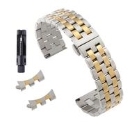 Bracelet De Montre For Acier Inoxydable Massif, Extrémité Incurvée/plate, Compatible For Tissot, For Longines, For Seiko, For Citizen(Silver Gold,20mm)
