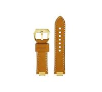 Bracelet de montre for hommes en cuir véritable, adaptateur en acier inoxydable Compatible avec Casio MTG-B3000B/BD(Khaki rice golden)
