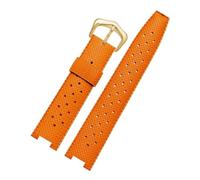 Bracelet de montre homme en caoutchouc compatible avec les montres Cartier Pasha (série PASHA), modèle concave en silicone, dimensions 20 x 10 mm, 20 x 12 mm et 22 x 15 mm.(Orange-gold,22-15mm)