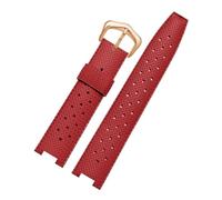 Bracelet de montre homme en caoutchouc compatible avec les montres Cartier Pasha (série PASHA), modèle concave en silicone, dimensions 20 x 10 mm, 20 x 12 mm et 22 x 15 mm.(Red-rose gold,20-12mm)