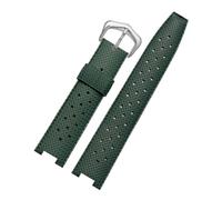 Bracelet de montre homme en caoutchouc compatible avec les montres Cartier Pasha (série PASHA), modèle concave en silicone, dimensions 20 x 10 mm, 20 x 12 mm et 22 x 15 mm.(Green-silver,20-12mm)