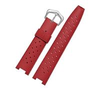 Bracelet de montre homme en caoutchouc compatible avec les montres Cartier Pasha (série PASHA), modèle concave en silicone, dimensions 20 x 10 mm, 20 x 12 mm et 22 x 15 mm.(Red-silver,20-10mm)