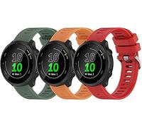 Bracelet de Montre Homme et Femme Compatible avec Garmin Forerunner 158 / Forerunner 55, Ajustable en Silicone Souple et Robuste, Grand Choix de Couleurs (3-Pack J)