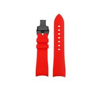 Bracelet de montre incurvé en silicone souple 22mm Compatible avec Casio Edifice Racing ECB-900DB(A-Red Black)