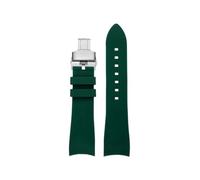 Bracelet de montre incurvé en silicone souple 22mm Compatible avec Casio Edifice Racing ECB-900DB(A-Green Silver)