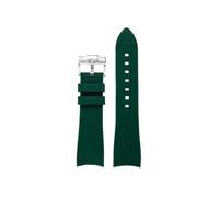 Bracelet de montre incurvé en silicone souple 22mm Compatible avec Casio Edifice Racing ECB-900DB(Green Silver)
