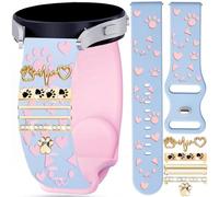 Bracelet de montre intelligent CMF BY NOTHING - Motif patte de chat - En silicone souple - Avec accessoires décoratifs - Pour montre intelligente CMF Pro/Pro 2/Pro 3 - Bleu + rose
