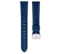 Bracelet de montre, Largeur : 16 mm (0,63 po), Cuir avec coutures, Bleu, Acier inoxydable 18 cm