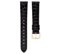 Bracelet de montre, Largeur : 16 mm (0,63 po), Cuir avec coutures, Noir, Finition or rose 18 cm