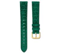 Bracelet de montre, Largeur : 16 mm (0,63 po), Cuir avec coutures, Vert, Finition ton doré 18 cm