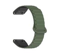 Bracelet de montre magnétique en silicone à ajustement rapide 20/22/26 mm for Garmin Fenix 8, 7X, 7, 7S, Fenix 5X, 5S Plus 3HR(Green Black,22mm)