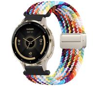 Bracelet de montre magnétique tressé compatible avec Garmin Venu 3S / Vivoactive 4S / Venu 2S / Vivomove 3S, bracelet de rechange de 18 mm pour montre intelligente Garmin Forerunner 255s/265S (Pride