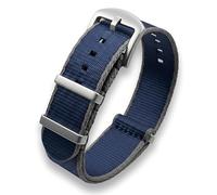 Bracelet de montre militaire double passage en nylon | 20 mm 22 mm | Noir, bleu, gris, bleu marine, orange, rouge, vert | Bande à rayures contrastées | Tissu tissé de ceinture de sécurité lisse |