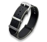 Bracelet de montre militaire double passage en nylon | 20 mm 22 mm | Noir, bleu, gris, bleu marine, orange, rouge, vert | Bande à rayures contrastées | Tissu tissé de ceinture de sécurité lisse |