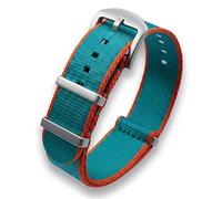 Bracelet de montre militaire double passage en nylon | 20 mm 22 mm | Noir, bleu, gris, bleu marine, orange, rouge, vert | Bande à rayures contrastées | Tissu tissé de ceinture de sécurité lisse |
