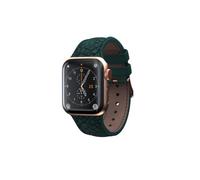 Bracelet de montre - Njorð byELEMENTS - Apple Watch - Cuir de saumon - Noir/Doré/Vert - 44/45 mm