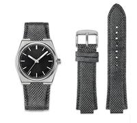 Bracelet de Montre Nylon & Cuir Compatible Tissot PRX 40mm - Pour Série T137.410 & T137.407 - Largeur 26mm-12mm Bouche Convexe - Bracelet Sport Moderne - Remplacement Premium de Haute Qualité (Gris)