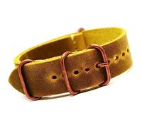 Bracelet de montre OTAN en cuir véritable de remplacement de style militaire Zulu Bande de montre au choix de la couleur des anneaux et de la taille 18 mm, 20 mm, 22 mm, 24 mm, 26 mm
