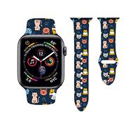 Bracelet de montre réglable en silicone avec motif de chat souriant, compatible avec Apple Watch 38 mm, 40 mm, 42 mm, 44 mm, motif chat pour iWatch Series 7 6 5 4 3 2 1