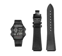 Bracelet de montre rétro en cuir de vache 18 mm à dégagement rapide for Casio G-Shock A158/A158W/A168/f91w/AE-1200/A159/A169/AE1300(Black black)