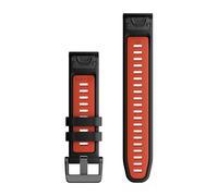 Garmin - Bracelet QuickFit 22 mm - Silicone - Noir / Rouge flamme