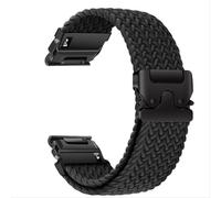 Bracelet de montre tissé en nylon élastique compatible avec Garmin Fenix 8/7X Pro/955/965 Boucle magnétique à dégagement rapide Black 22 mm