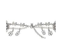 Bracelet de montre trèfle à quatre feuilles for femme, compatible avec iWatch Series 9, 8, 7, 6, 5, 4, 3, 2, 1 SE, bracelet d'été for fille, compatible avec iWatch 42 mm, 41 mm, 40 mm, 38 mm(Silver,42