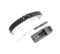 Bracelet de montre universel en acier inoxydable massif 6mm 8mm 10mm 12mm 14mm for femme Remplacez la chaîne de montre en métal(Black,12mm)