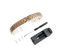 Bracelet de montre universel en acier inoxydable massif 6mm 8mm 10mm 12mm 14mm for femme Remplacez la chaîne de montre en métal Accessoires(Rose gold,12mm)