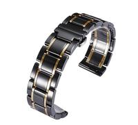 Bracelet de montre universel en céramique à dégagement rapide, en acier inoxydable, bracelets de sport for hommes et femmes, 16 18 20 22 24mm(Black-Gold,15mm)