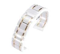 Bracelet de montre universel en céramique à dégagement rapide, en acier inoxydable, bracelets de sport for hommes et femmes, 16 18 20 22 24mm(White-Gold,16mm)