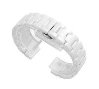 Bracelet de montre universel en céramique avec broches à dégagement rapide et boucle papillon (14 mm, blanc)