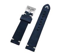Bracelet de montre Vintage en cuir suédé, 1 pièce, 20mm 22mm, couture faite à la main for Gt2/3/4(Dark blue,22mm)