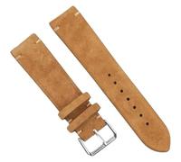 Bracelet de montre vintage en cuir suédé doux for la peau, 18/19/20/22/24 mm, avec barrette à ressort à dégagement rapide(Yellowish Brown,19mm)