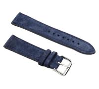 Bracelet de montre vintage en cuir suédé doux for la peau, 18/19/20/22/24 mm, avec barrette à ressort à dégagement rapide(Blue,22mm)