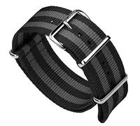 Bracelet de Montre ZULUDIVER® en Nylon, Militaire G10 NATO, Bond Classique, Noir et Gris, Poli, 19mm