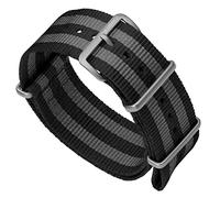 Bracelet de Montre ZULUDIVER® en Nylon, Militaire G10 NATO, Bond Classique, Noir et Gris, Satiné, 24mm