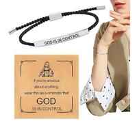 Bracelet de motivation chrétienne - Gravure « Dieu a tout dans sa main » sur acier inoxydable | Bracelet réglable pour la foi, la force et le confort | Cadeau inspirant pour confirmation, anniversaire